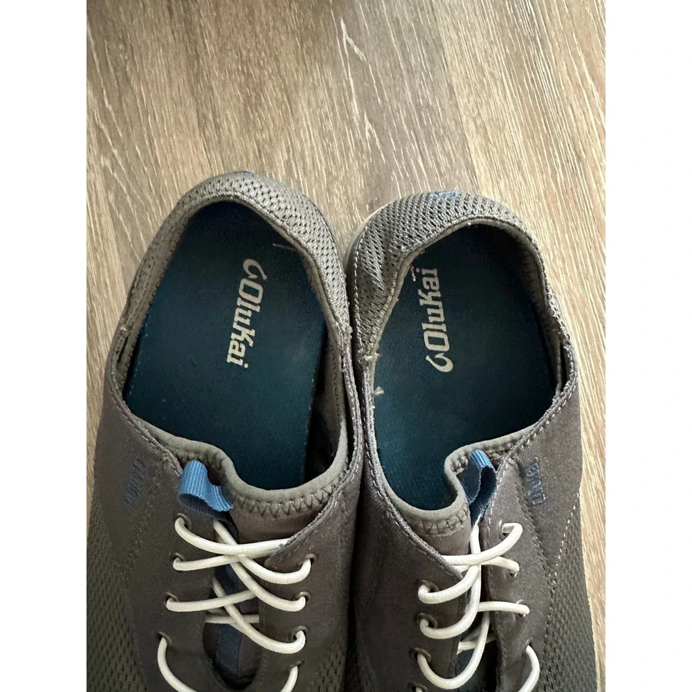 OluKai Nohea Moku Mens Gray Mesh Boat Shoes Sneakers 10283-7B26‎ Size 9